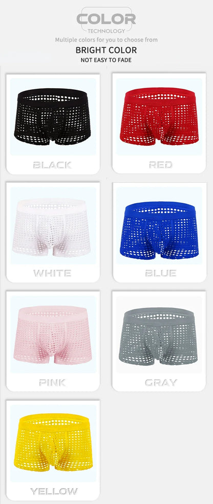 Hot Sale Men's Mesh Boxer Shorts Large Net Design Comfortable European Style Underpants
