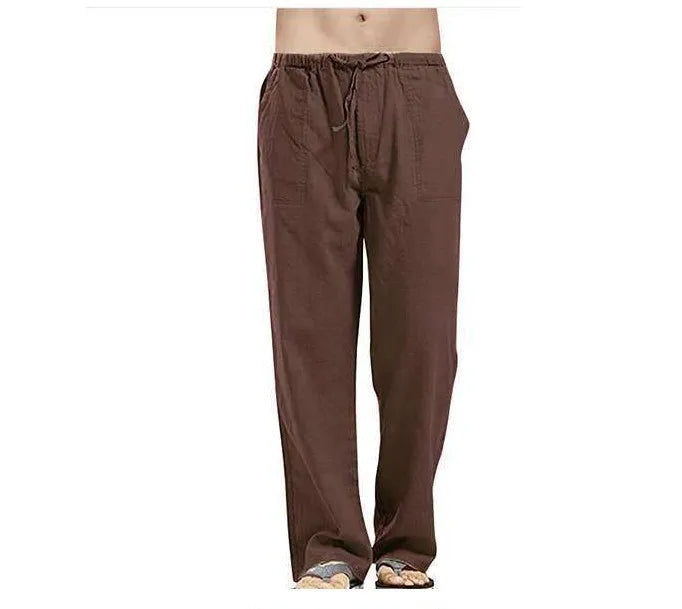 Cotton Linen Harem Pants Men Solid Elastic Waist Streetwear Joggers 2022 New Baggy Drop-crotch Pants Casual Trousers Men Running