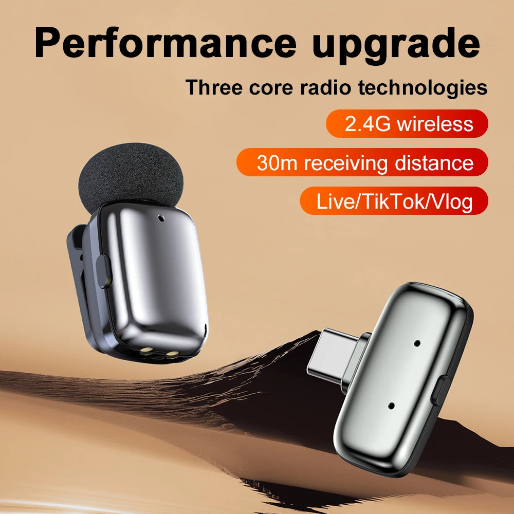 Wireless Lavalier Microphone Recording for Streaming Compatible with MINI Smartphones for Live Streaming Vlogging Interviews