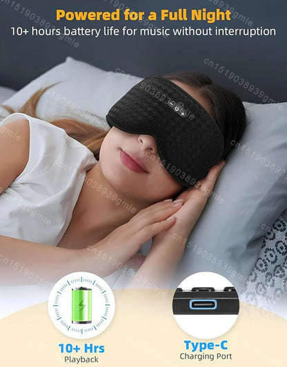 Bluetooth Music 3D Sleeping Eye Mask Wireless Headphones Breathable Light Blocking Air Travel Smart Elastic Sleep Headband