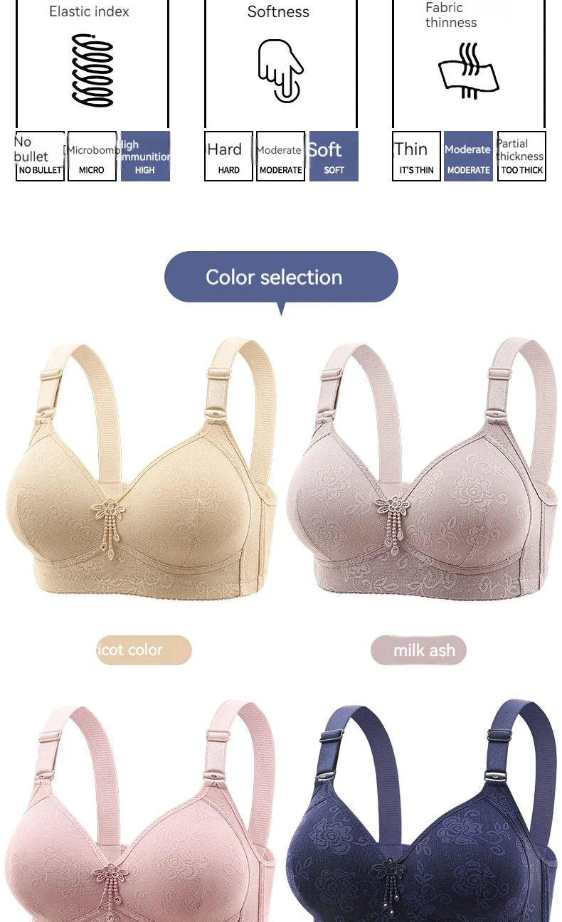 Ladies Ultra-thin Without Steel Ring Fashionable Printing Adjustable Underwear Seamless Breathable Gathering Anti Sagging Bra