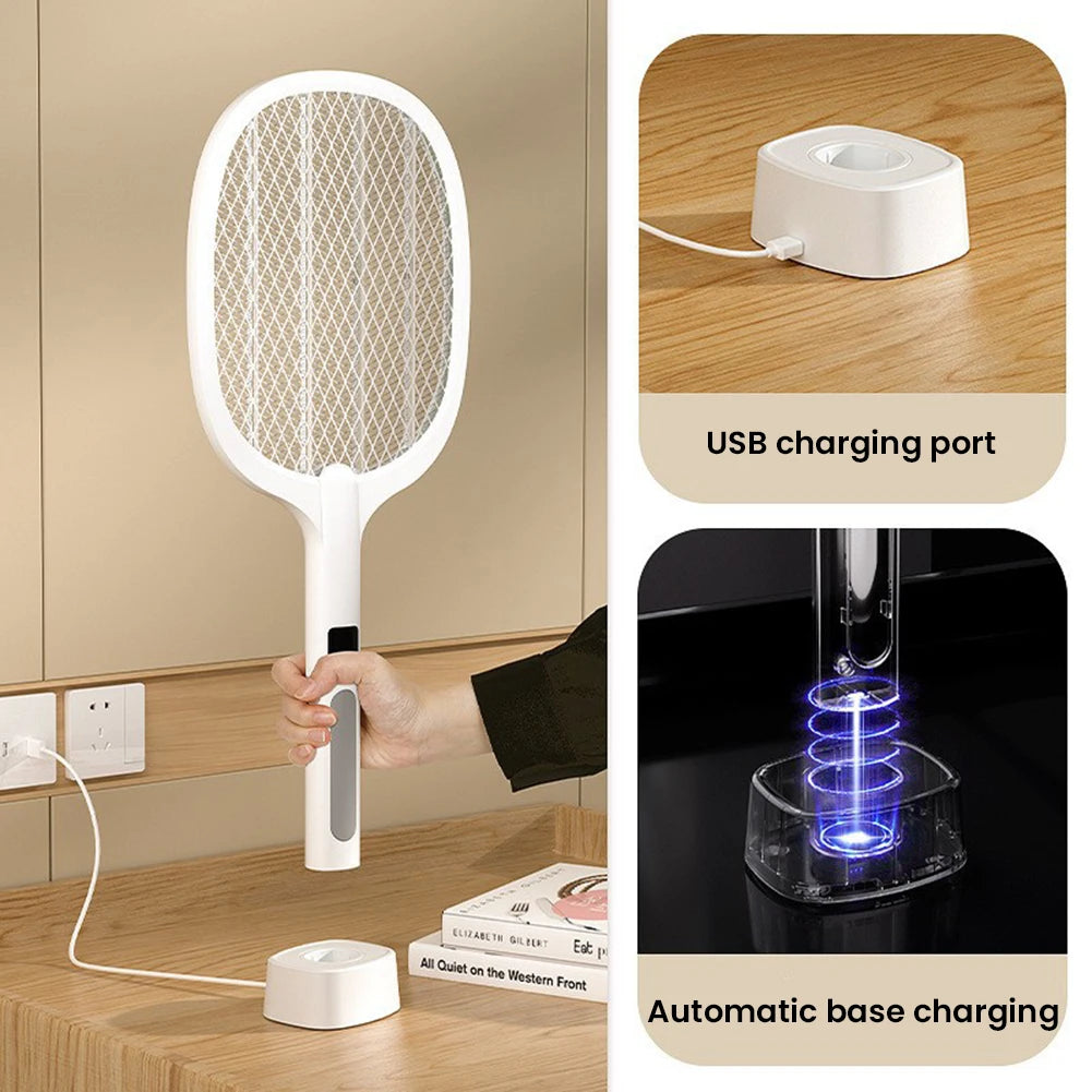 Electric Fly Swatter Rechargeable Electric Mosquito Killer Lamp Bug Zapper Racket Anti Mosquitoes Trap Lamp for Indoor Outdoor