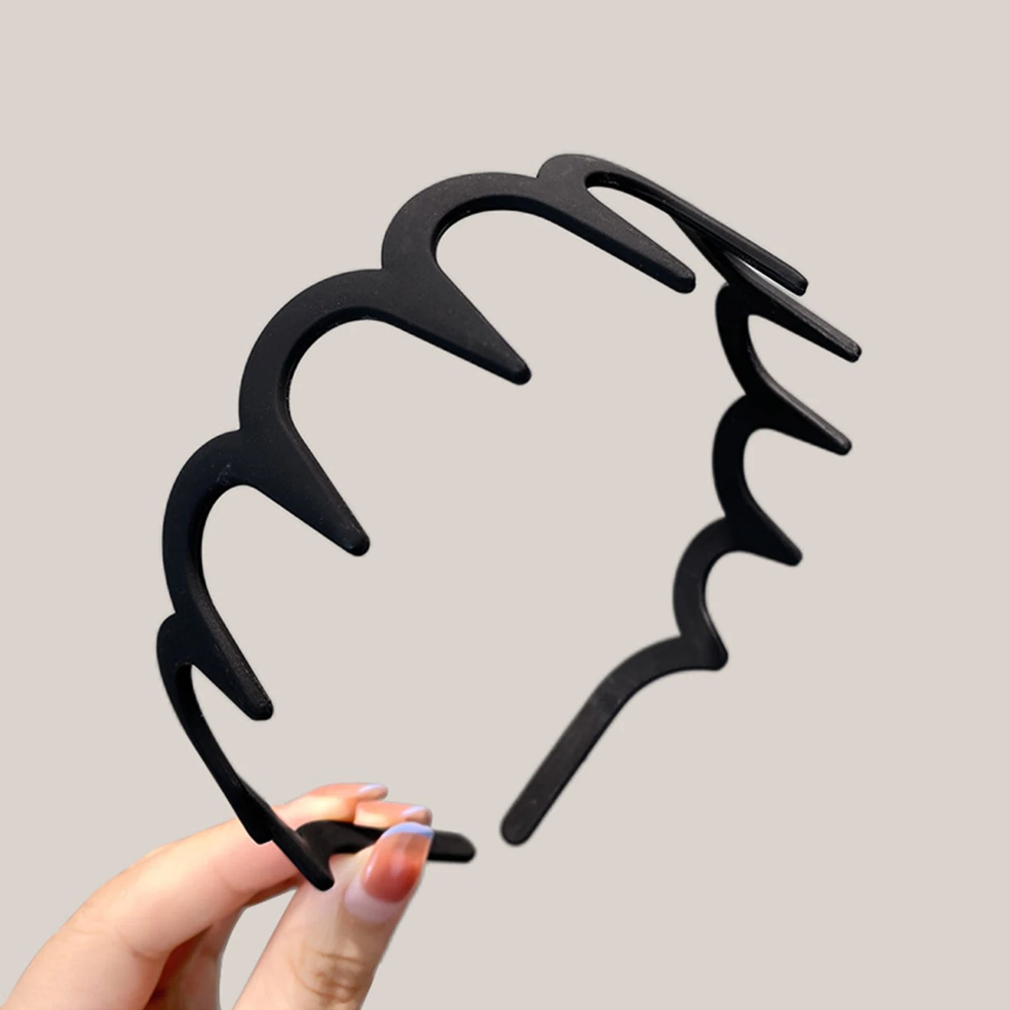 Unisex Metal Wavy Spring Hair Hoop Black Non Slip Outdoor Sports Headbands For Women Men Simple Hairband Face Washing Headdress