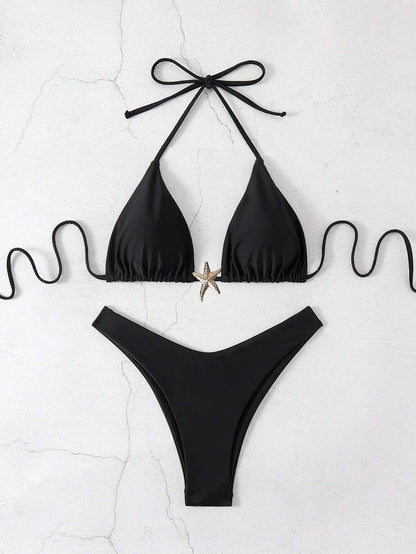 Sexy Bikini Set - Women's Swimwear Two Piece Halter Neck Micro Bikini Swimsuit