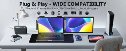 14 Inch Portable Monitor – Laptop Screen Extender with 1080P IPS Display, USB-C HDMI Port