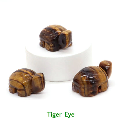 1.2" Mini Natural Crystal Stone Turtle Statue Reiki Healing Tortoise Figurine Amulet Fengshui Sculpture for Home Office Decor