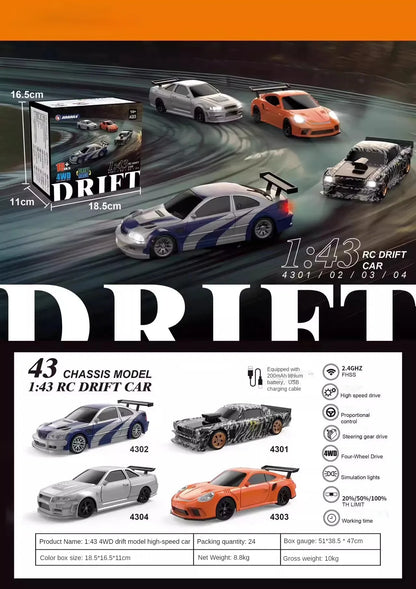 4WD RC Drift Car - 143 Remote Control Mini Racing Toy - ZOOMNSTORE