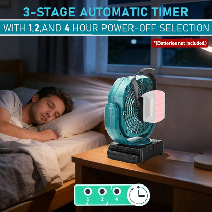 Cordless Oscillating Fan for Bosch 18V Battery, 3-Speed Jobsite Industrial Camping Fan (Battery Not Included)