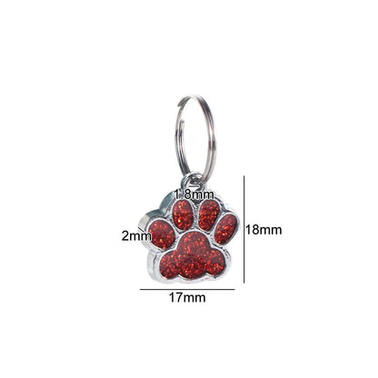 Cat Dog Paw Print Dog Cat Tags Anti-Lost Pet Glitter Pendant with Hook Exquisite Pet Collar Tag Pendant Kitten