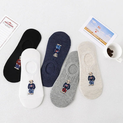 5 Pairs of Fashionable Cartoon Anime Pattern Men's Socks For Summer Lightweight Breathable Outdoor Casual Men's Short Socks