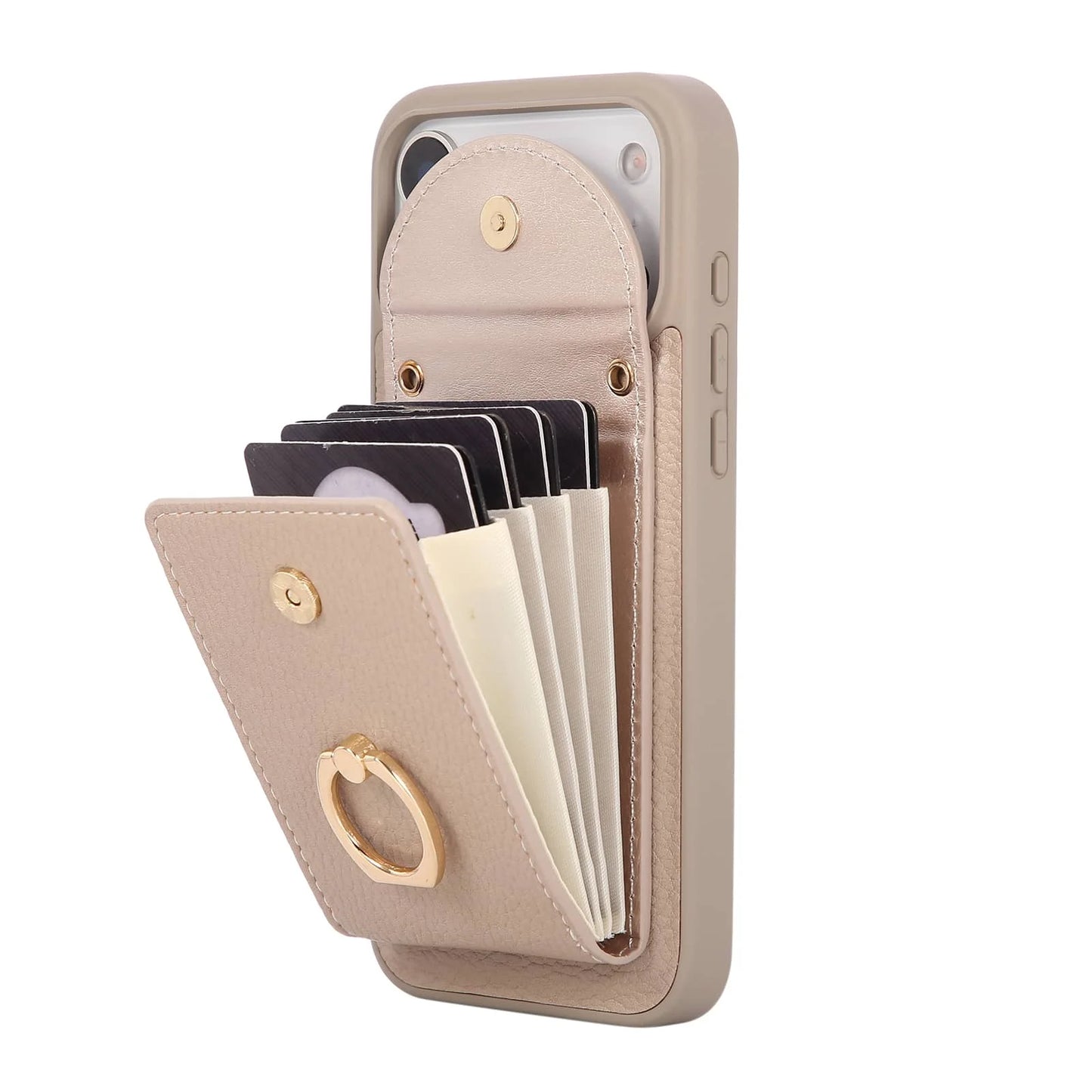 Wallet Case for iPhone 17 Pro Max 17 Pro Air,Card Holder Cover with 360° Ring Kickstand and Durable Shockproof Protective Bumper