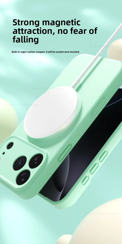 Original Liquid Silicone Magnetic Phone Case For iPhone 17 16 15 14 13 12 Pro Max Plus 17 Air For Magsafe Wireless Charge Cover