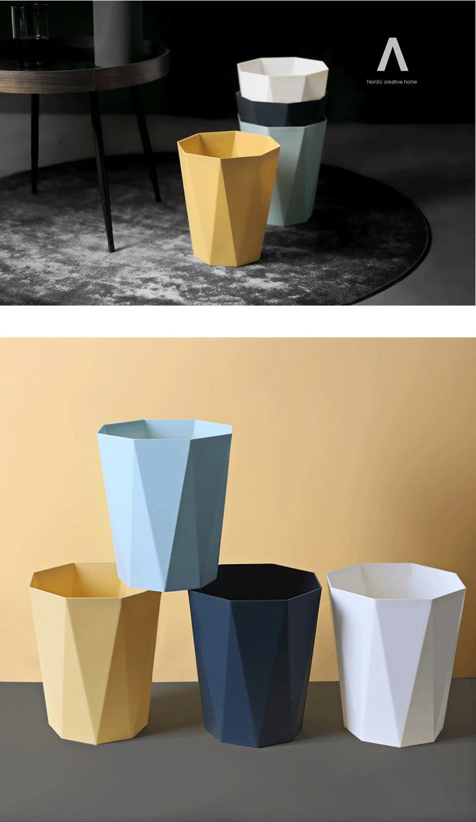 Large Plastic Trash Can - Multi-Purpose Open Basket for Bathroom Kitchen Office