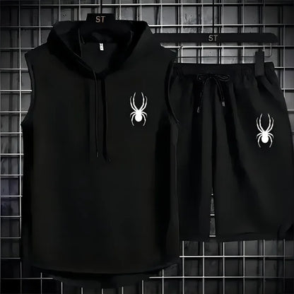 2025 New summer men's sleeveless set summer sports jersey set, men casual sports suit men's loose basketball suit summer tank to