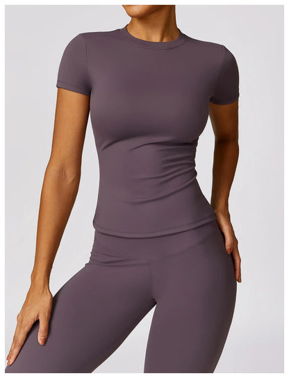 Women Yoga Top - Seamless Sport Shirt | Breathable Short Sleeve Gym Tee