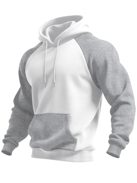 New Autumn Ainter Outdoor Sports Style Raglan Contrast Color Hooded Sweatshirt Fashionable Trendy Versatile Men's Tops