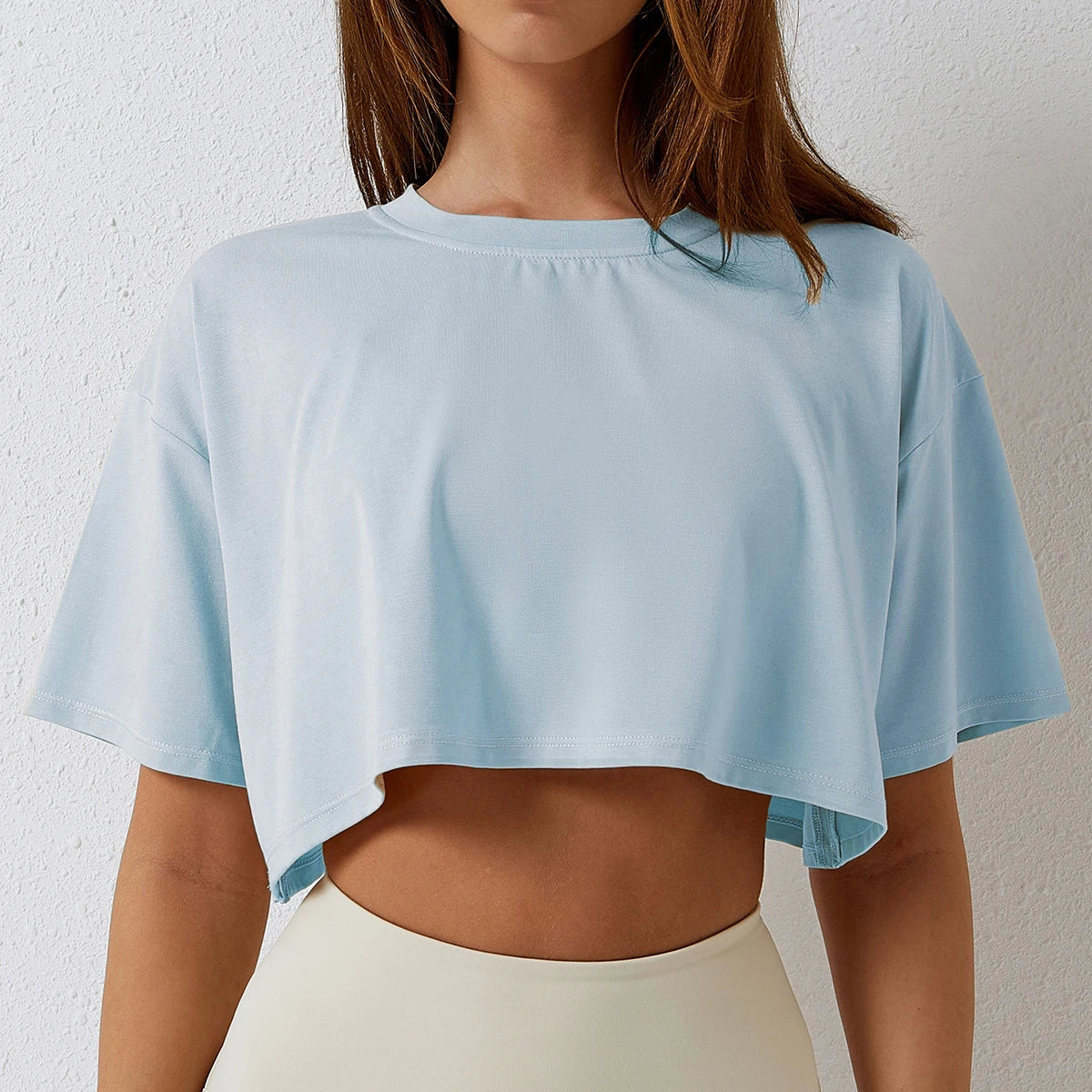 Women's Cotton Crop Top – Yoga & Fitness Short-Sleeve Workout Tee
