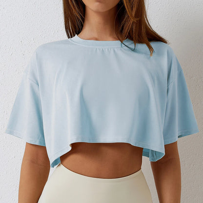 Women's Cotton Crop Top – Yoga & Fitness Short-Sleeve Workout Tee