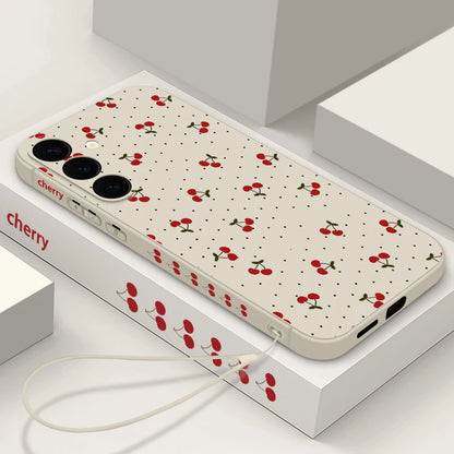 Little Cherry Magnetic Case For Samsung Galaxy S25 FE S26 S25 S24 S23 S22 Ultra Plus For Magsafe Wireless Charge Lanyard Cover