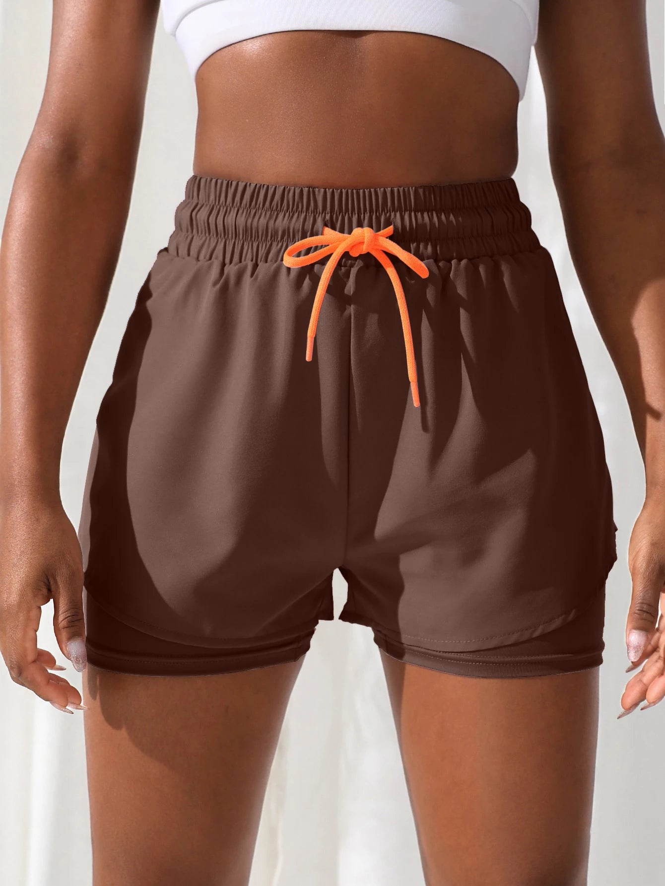 Women's High Rise Yoga Shorts - Elastic Waistband, Breathable Running Shorts