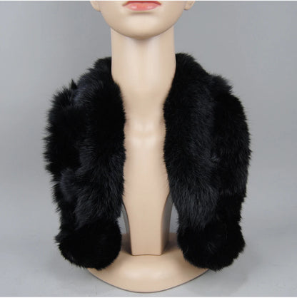 Rabbit Fur Scarf - Genuine Real Natural Fur Muffler for Women Winter Warmth