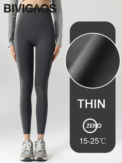 High Waist Leggings - Seamless Fleece Velvet Women's Fitness Pants, Warm & Slim