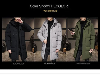 High Quality Long Cotton-padded Coat Warm Simple Solid Color Thin Look High Trend All Quality Fabric Comfortable Men's Parkas