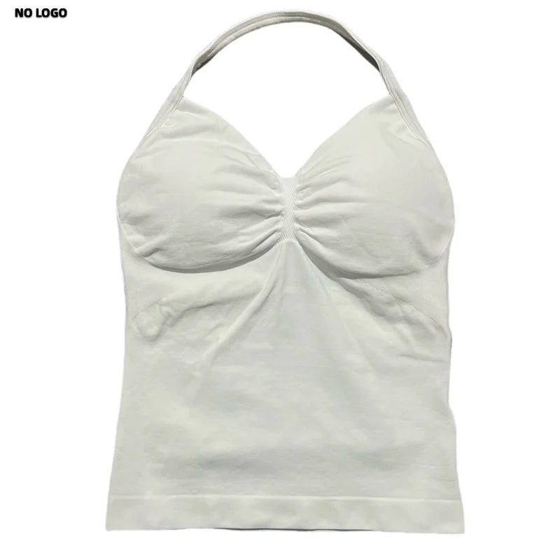 Women Yoga Vest - Longline Strappy Top | Breathable Fitness Tank Top Open Back Halter