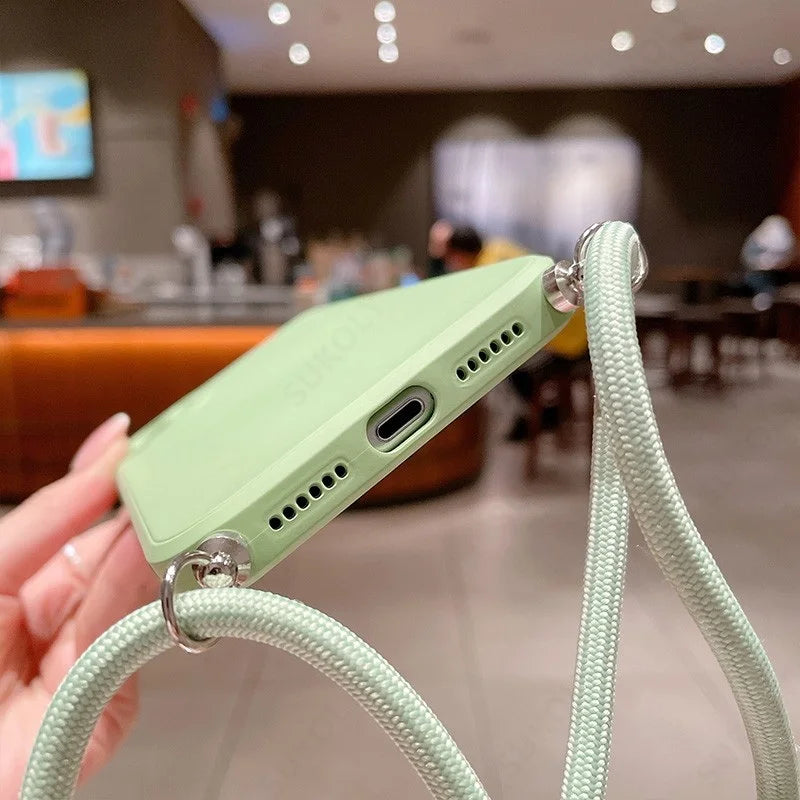 For Samsung Galaxy S25 Edge S26 S24 S23 S22 Ultra S25 FE A57 A37 A17 A56 A54 A55 A16 5G Soft Lanyard Case Crossbody Strap Cover