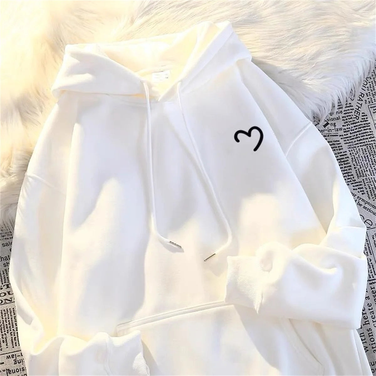 Solid color Love Print Hooded Coat Spring And Autumn Dressing Up Collection Casual Fashion Trends Versatile Laziness Feeling