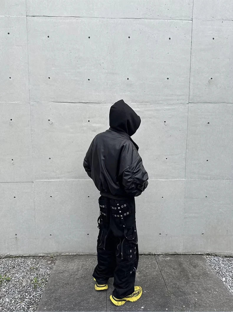 Mauroicardi Autumn Winter Oversized Cool Black Thickened Warm Pu Leather Jacket Men Hood Luxury Designer Fake 2 Clothes