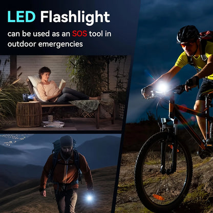 Waist Fan Portable Hanging Neck Fan Ultra-Strong Wind with Phone Charging LED Light For Travel Sports Courier Outdoor Working