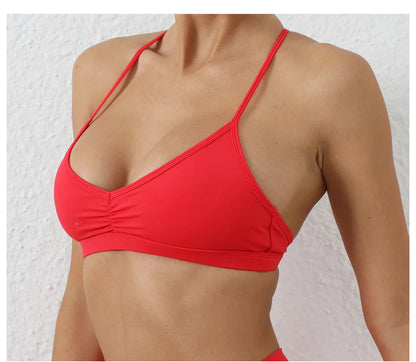 Yoga Sports Bra - Lightweight Nylon Spandex Multi Wear Crop Top with Removable Straps