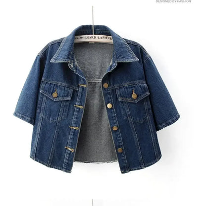 Fashionable New Versatile Short Sleeved Denim Jacket for Women Loose Korean Version Top Small Shawl Cardigan for Outerwear