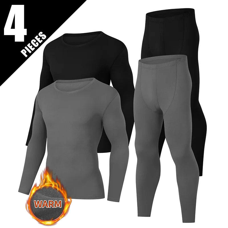 2/4 Piece Men's And Teenagers' Thermal Underwear Set Simple And Fashionable Long Sleeve Bottoming Shirt Elastic Waist Trousers P