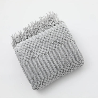 Green Oversized Knitted Throw Blanket - Soft Textured Decorative Couch Blanket