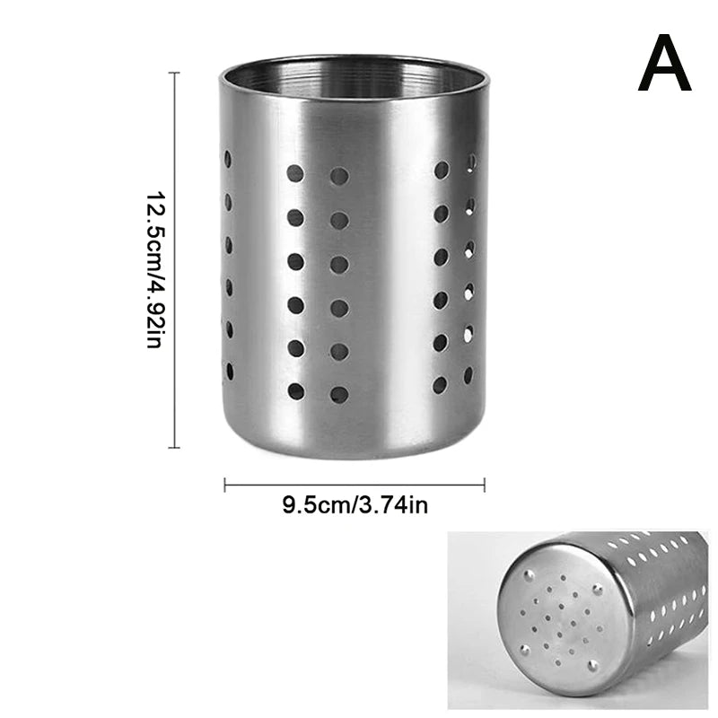 Stainless Steel Cutlery Holder - Kitchen Utensil Organizer & Drainage Basket