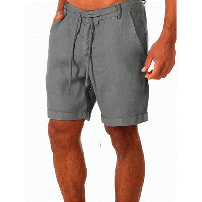 Men's Linen Shorts - Breathable Cotton Linen Pants With Drawstring Waist, Solid Color