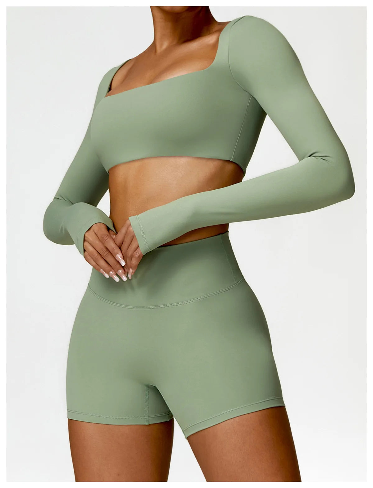 Women Yoga Suit - Quick Dry Gym Tracksuit With Long Sleeve Top & High Waist Leggings