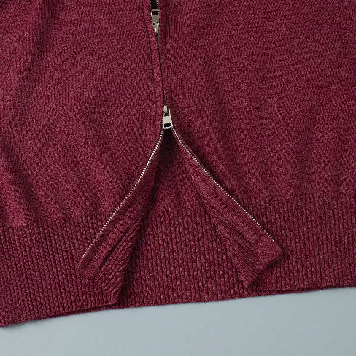 2025 New Trendy Autumn Winter Zip Up Knit Pants Set Women's Trendy Slim Fit Cardigan Pants Chic Commuting Sweater Outfit