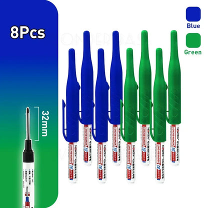 Waterproof Multi-Purpose 32mm Deep Hole Marker Pens - 1-8 Pcs in 4 Colors for Wood Tile Metal  Bathroom Use