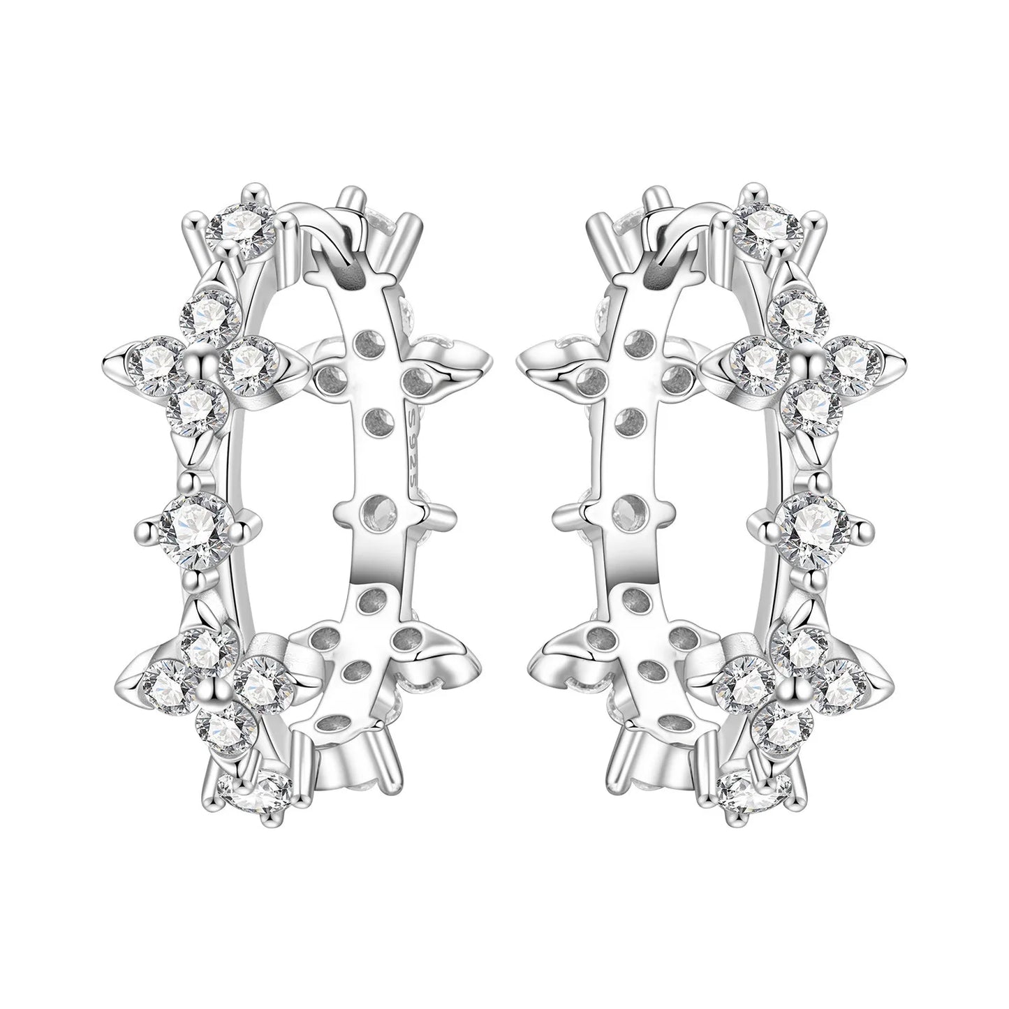 Orstarry S925 Sterling Silver Square Chain With Stone Inlaid Earrings Hoop Earrings For Women Jewelry Original Party Trendy Gift