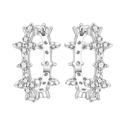 Orstarry S925 Sterling Silver Square Chain With Stone Inlaid Earrings Hoop Earrings For Women Jewelry Original Party Trendy Gift