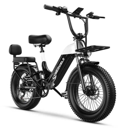 Cybervelo 20" Step-Thru Commuter, 1500W Peak 20ah Battery 80 Miles Long Range E-bike, 7-Speed Shift Adult Electric Bike EK12 EK8