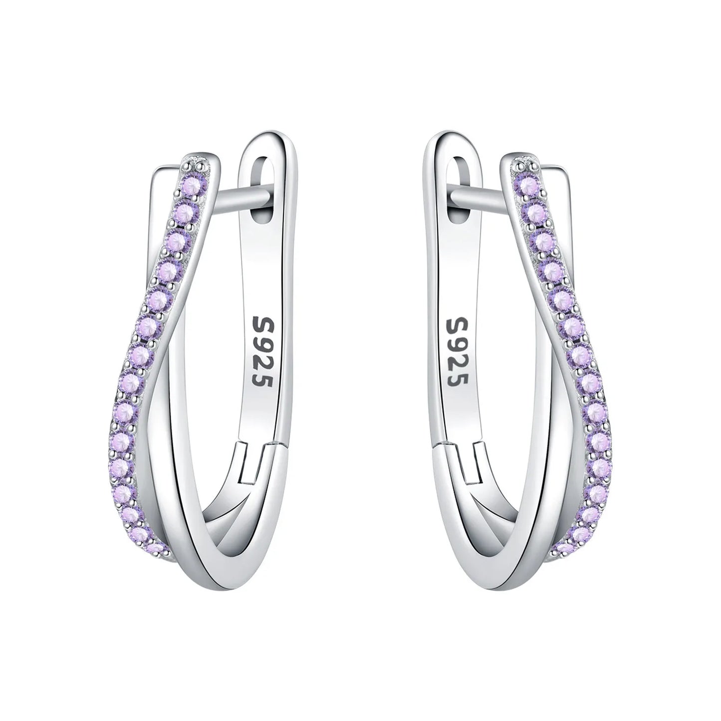 Orstarry S925 Sterling Silver Square Chain With Stone Inlaid Earrings Hoop Earrings For Women Jewelry Original Party Trendy Gift