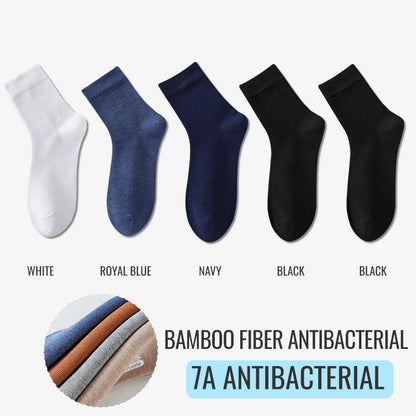 Antibacterial Bamboo Socks – Men’s Business Dress Socks, Thin Deodorant Crew, 5-Pack