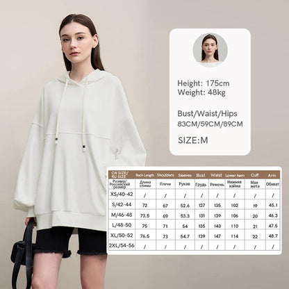 Amii Women's Sweatshirt 2026 Spring New Casual Letter Embroidery Printed Hooded Sweater Women's Loose Versatile Top 12641024