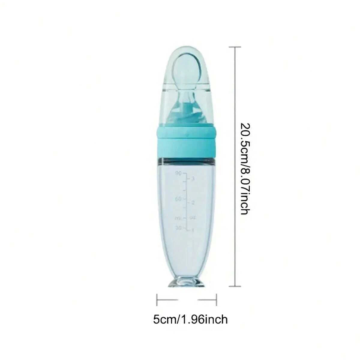 New 90ml/3OZ Colorful Silicone Baby Bottle Feeder with Soft Spoon, Suction Cup and Dust Cap, Portable Squeeze Feeding Bottle