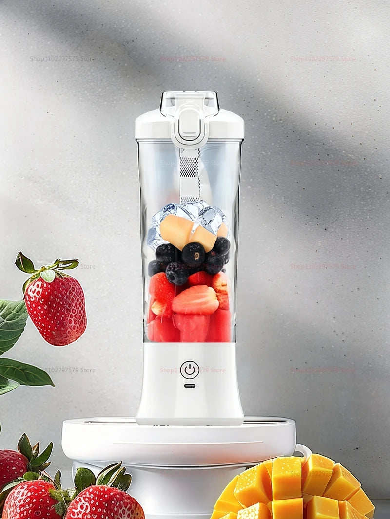 Portable Electric Juicer - USB Rechargeable 600ml Mixer for Milkshakes and Juice