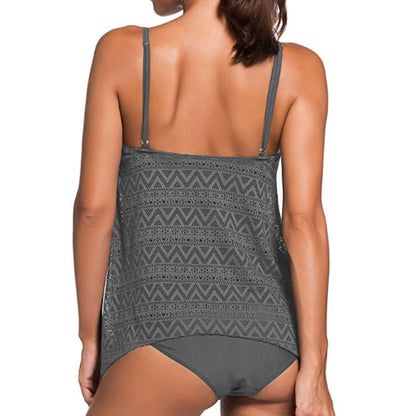 Plus Size Swimwear Women Black Tankini Tummy Control Swimwear Tank Top Retro Solid Swimsuit with Shorts Two Piece Bathing Suit